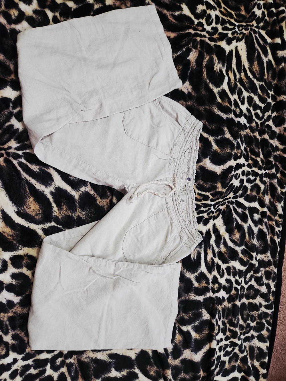 Roxy Cream Wide Leg Linen Waist Pants